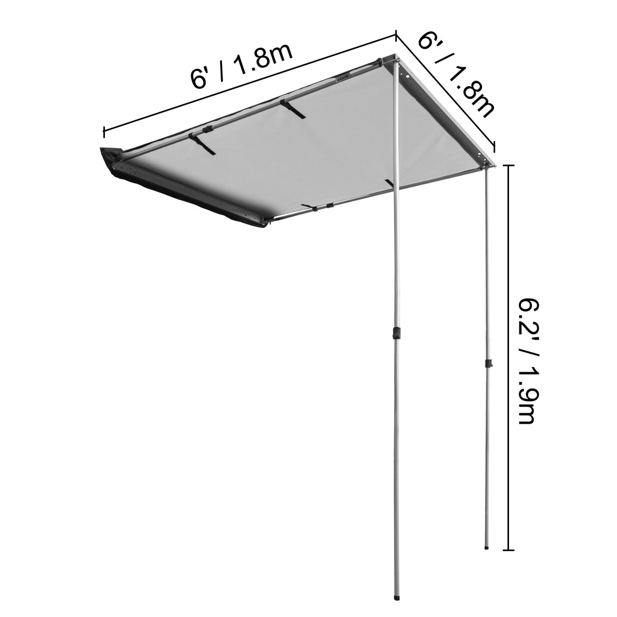 Retractable Waterproof Car Awning Tent Grey 6'x6' D752819