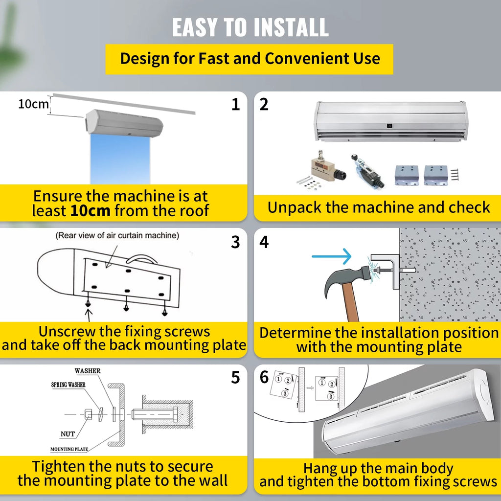 36" 2 Speeds 668 CFM Unheated Air Curtain Y924