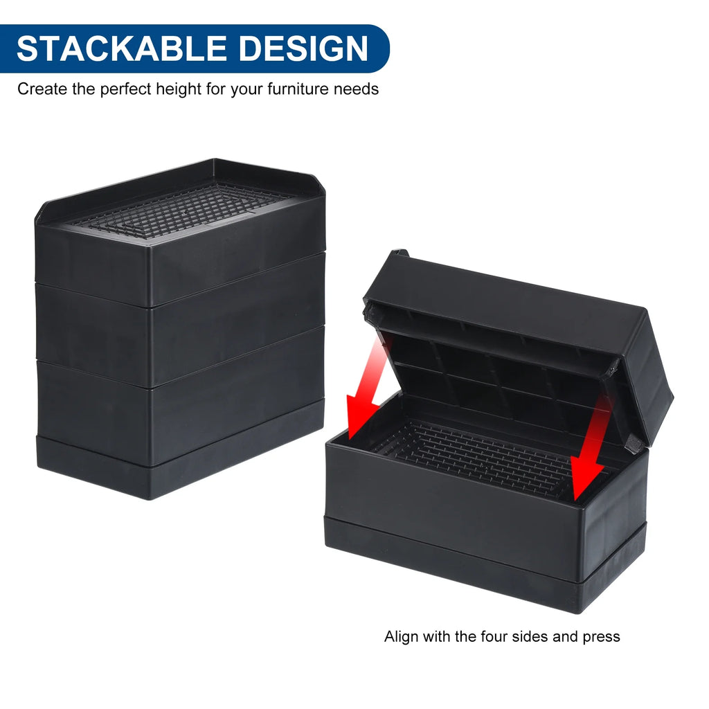 Black 4 Pack Adjustable Stackable Furniture Risers W944