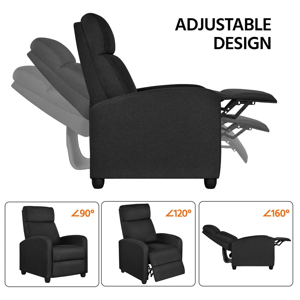 Black Fabric Recliner Chair P8119