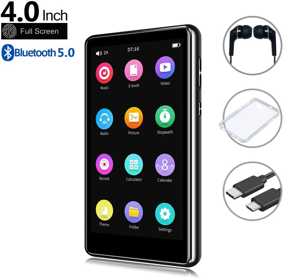 16GB Bluetooth MP3 Player with Touchscreen, FM Radio, Micro SD Slot, Headphones + Case, Pack of 2 S300