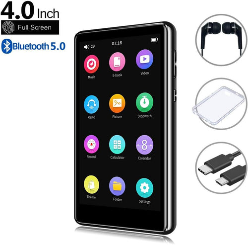 16GB Bluetooth MP3 Player with Touchscreen, FM Radio, Micro SD Slot, Headphones + Case, Pack of 2 S300