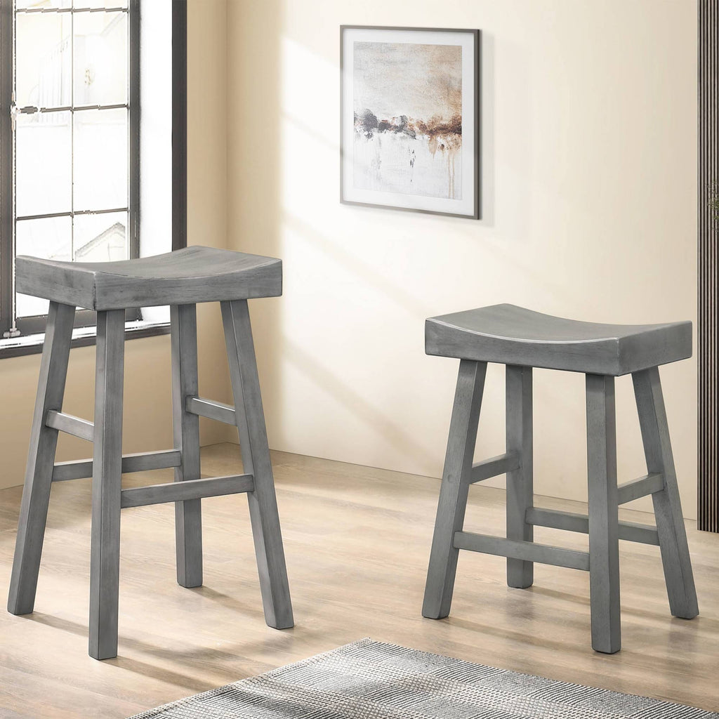 Set of 2 Saddle Stools Antique Gray V12412