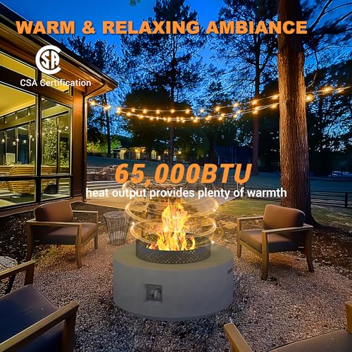 32 Inch 3-Piece Propane Fire Pit Table 65,000 BTU with Tank Side Table and Baking Sheet E7583
