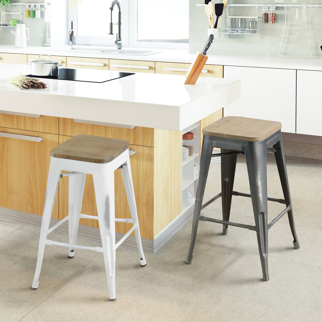 Bronze Metal Square Barstool Set of 2 J4200