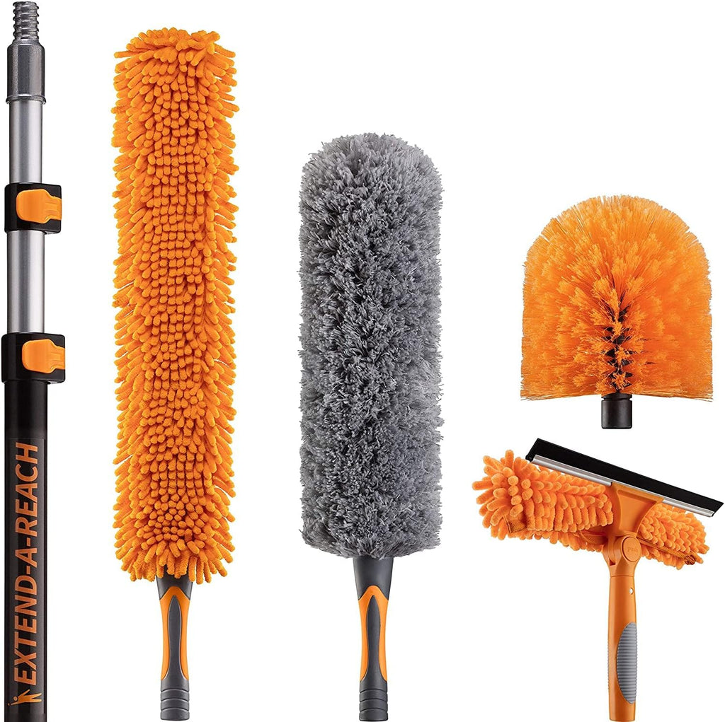 High Reach Duster Kit with Telescopic Pole, Squeegee, Cobweb Duster, Feather Dusters B24476