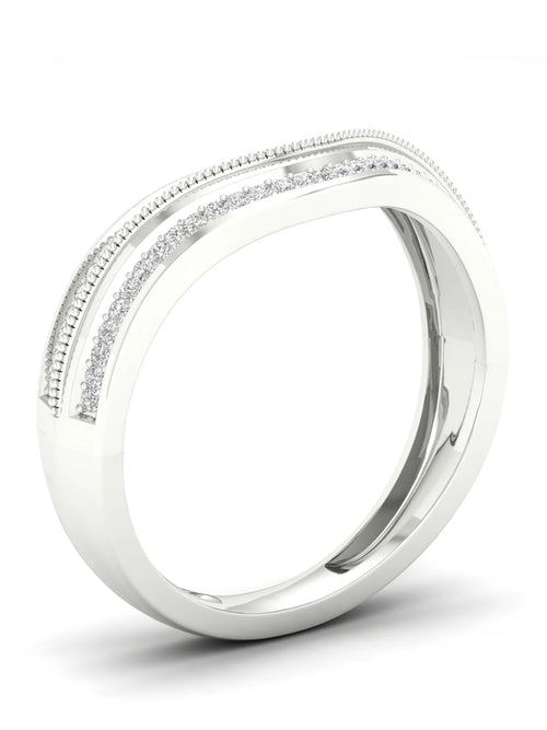 1/6Ct TDW Diamond 10k White Gold Contour Wedding Band W884