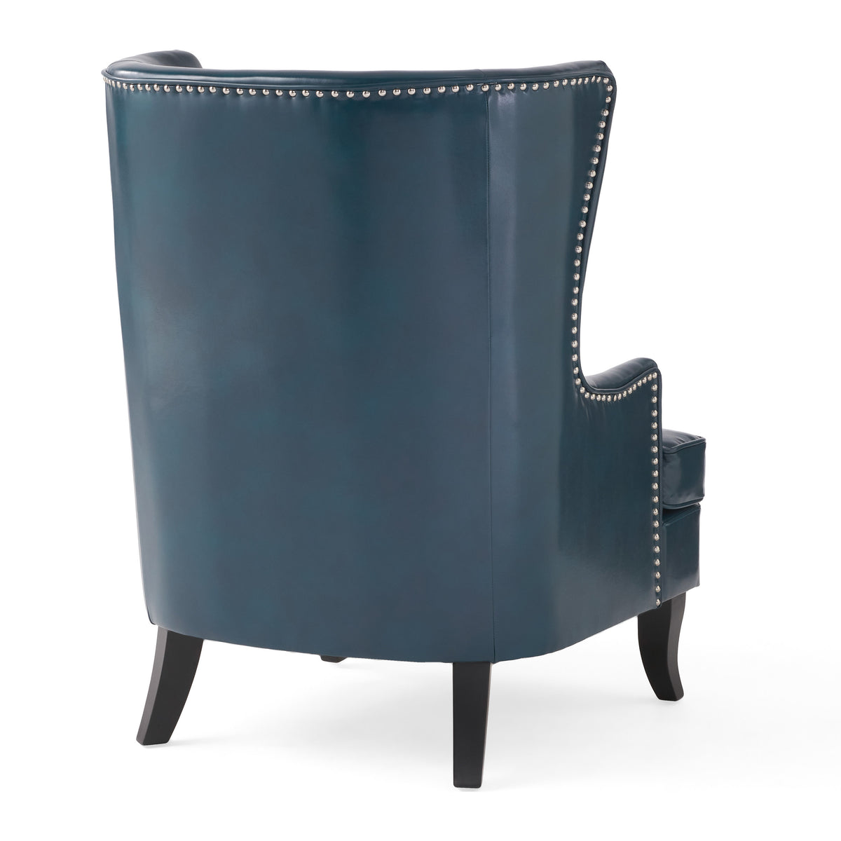 Teal and Matte Black Bonded Leather Wingback Club Chair R72638