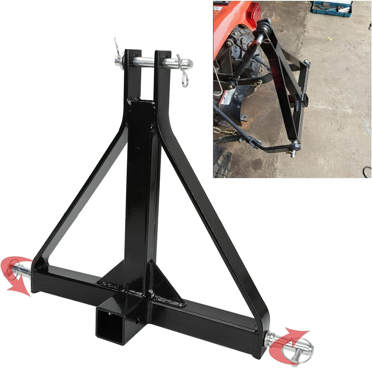 2 Receiver 3 Point Trailer Hitch Category 1 Tractor Tow Drawbar Adapter D13397