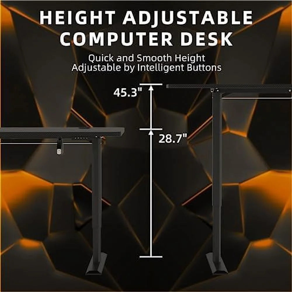 Electric Height Adjustable Standing Desk 55 x 24 Inches Carbon Black F33585