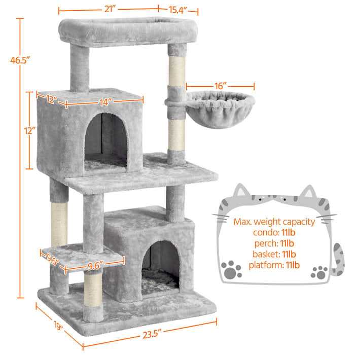 Gray Cat Tree with Two Condos A207100