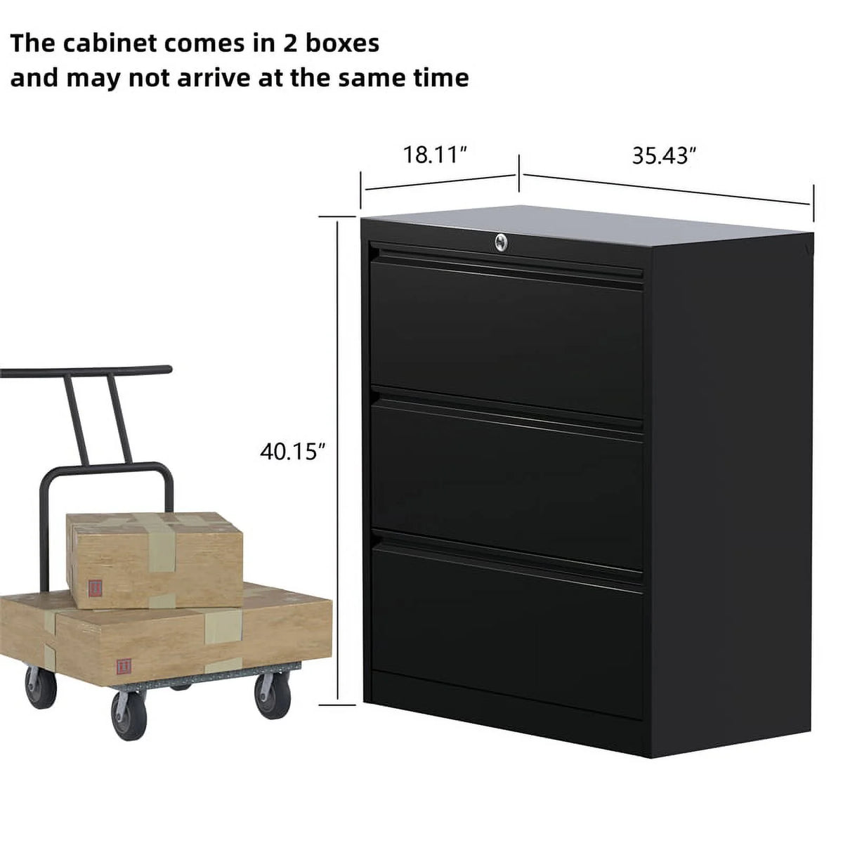 3 Drawer Black Steel Locking Filing Cabinet O962