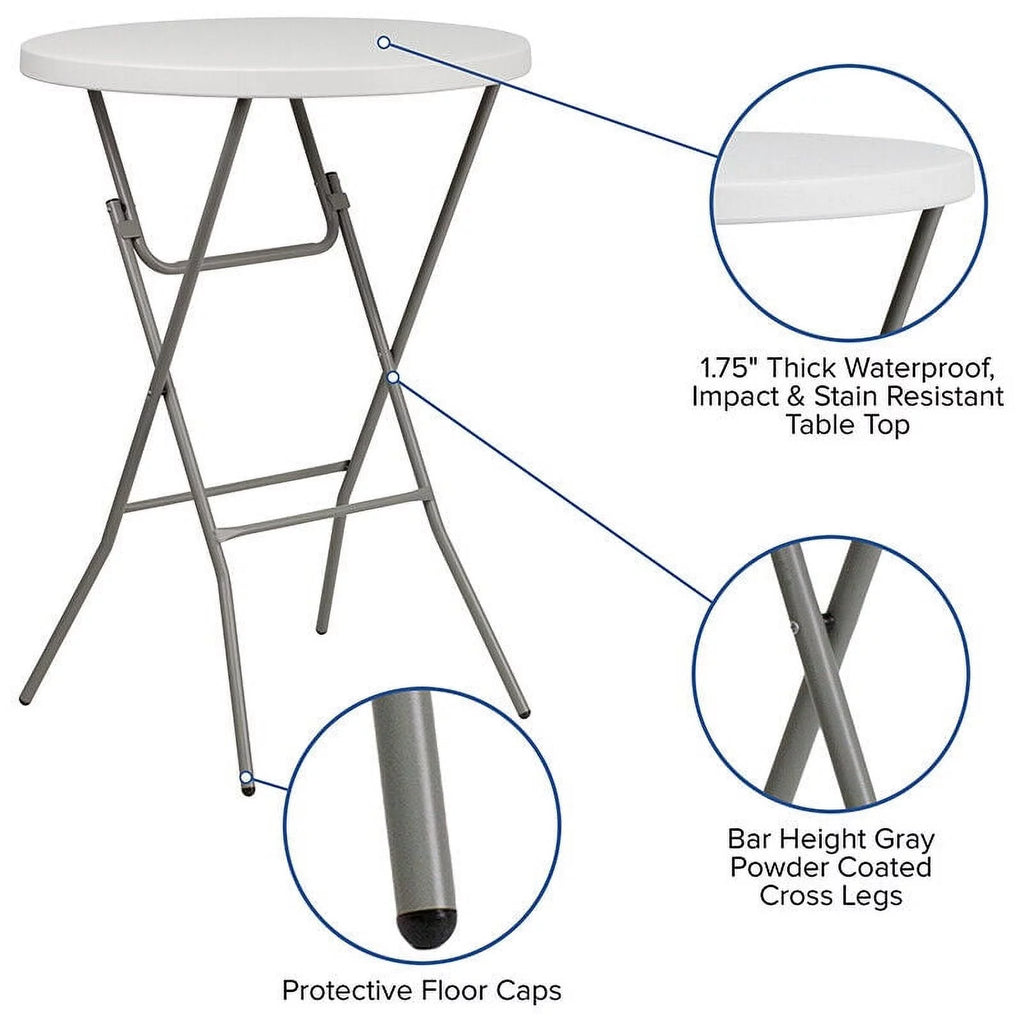 32'' Round Granite White Plastic Bar Height Folding Table F578