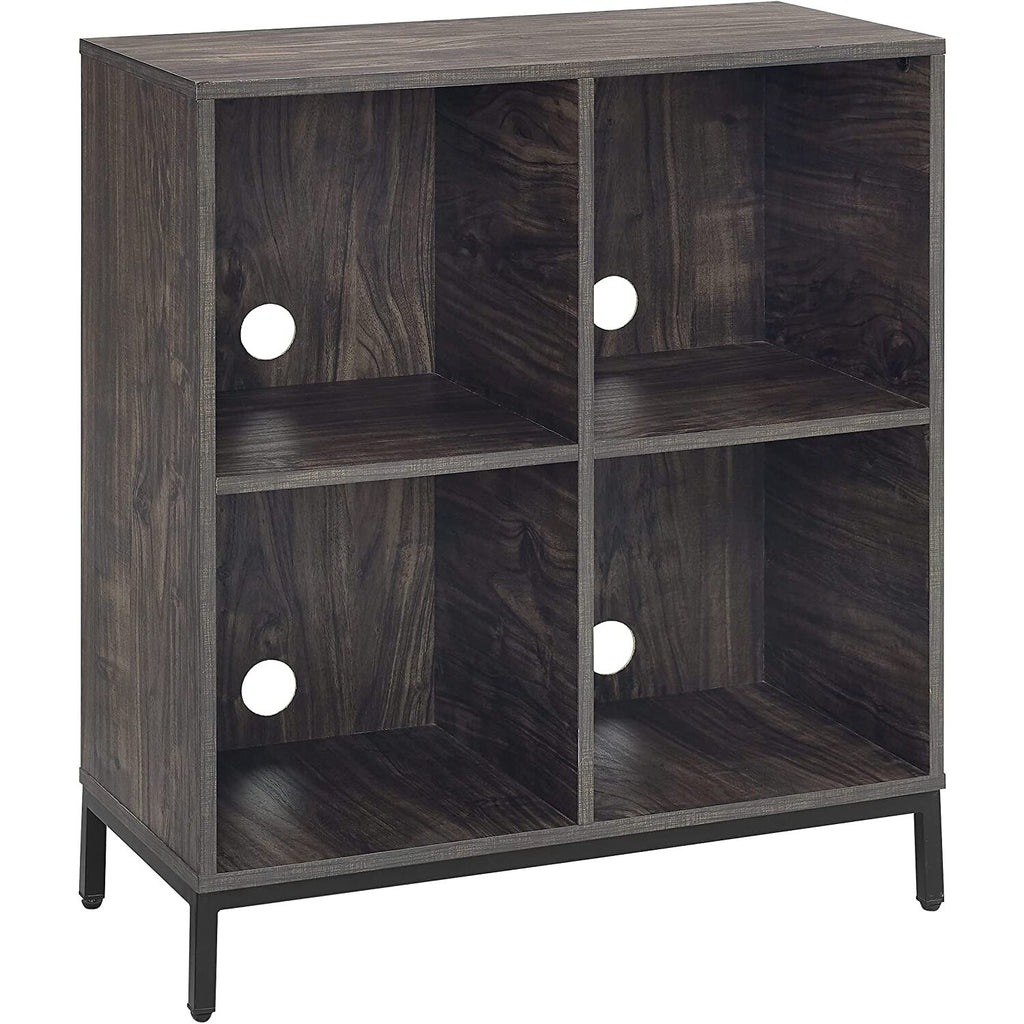 Brown Ash Wood Record Storage Cube Bookcase D222