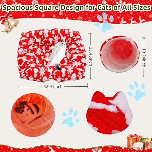 Christmas Cat Tunnel Bed with Warm Mat H1923
