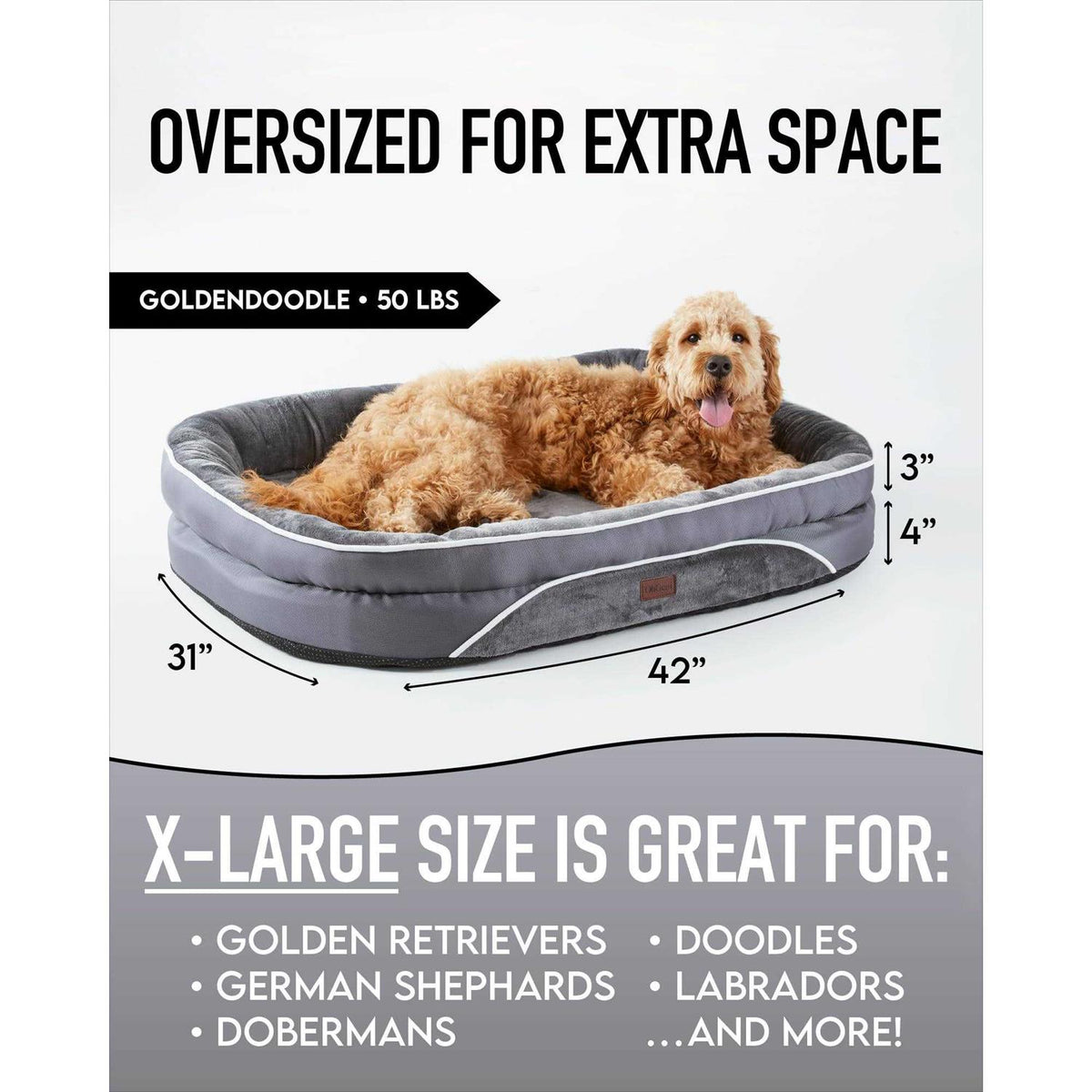 Oversized Egg Foam Orthopedic Dog Bed with Washable Plush Cover T845