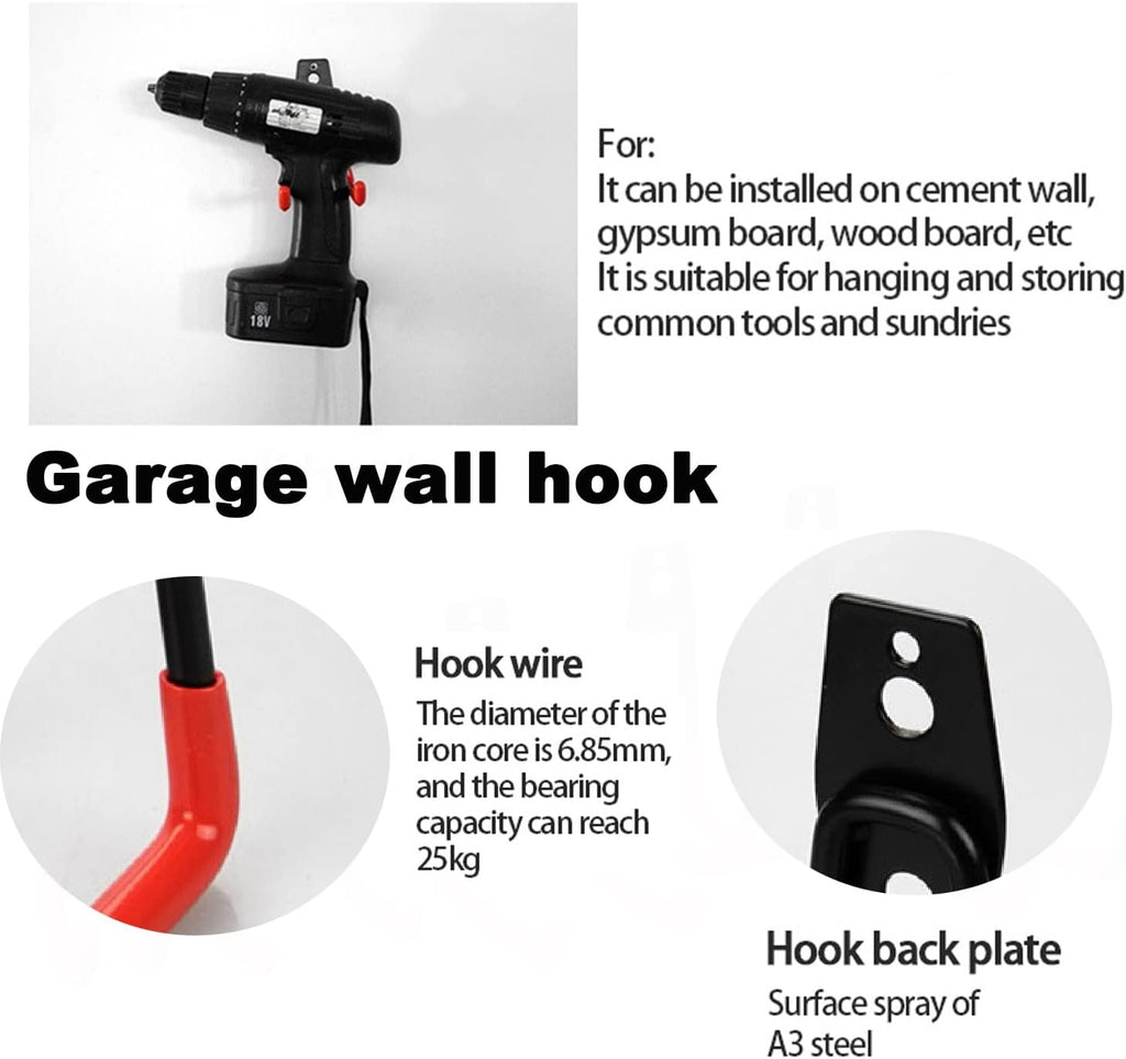 20 Pcs Heavy Duty Wall Mount Utility Hooks with Anti-Slip Coating D90812