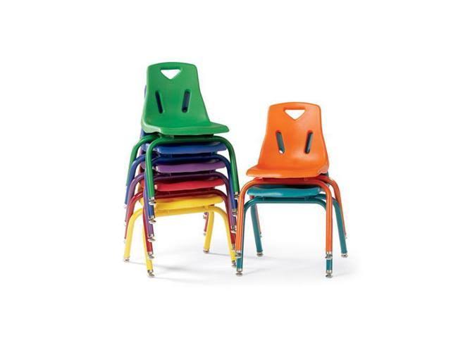 Green Stacking Chairs with Powder-Coated Legs, Set of 6 L8449