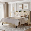 Full Size Upholstered Storage Bed Frame with Wingback and Charging Station B94816