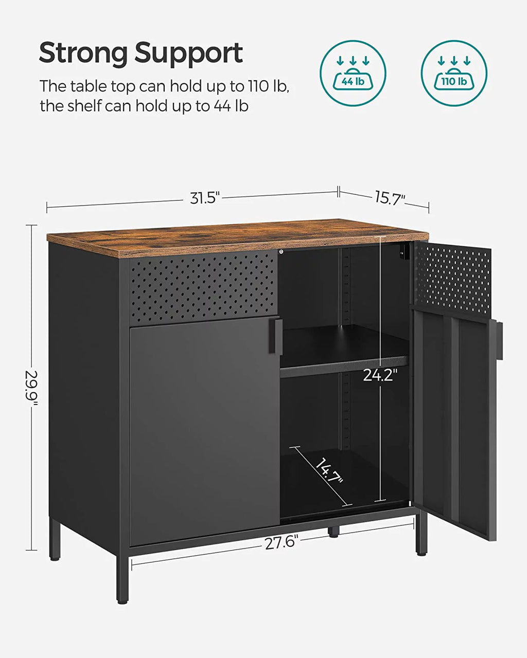 Modern Storage Cabinet Sideboard Buffet Table with Adjustable Shelves Steel Frame Q9461