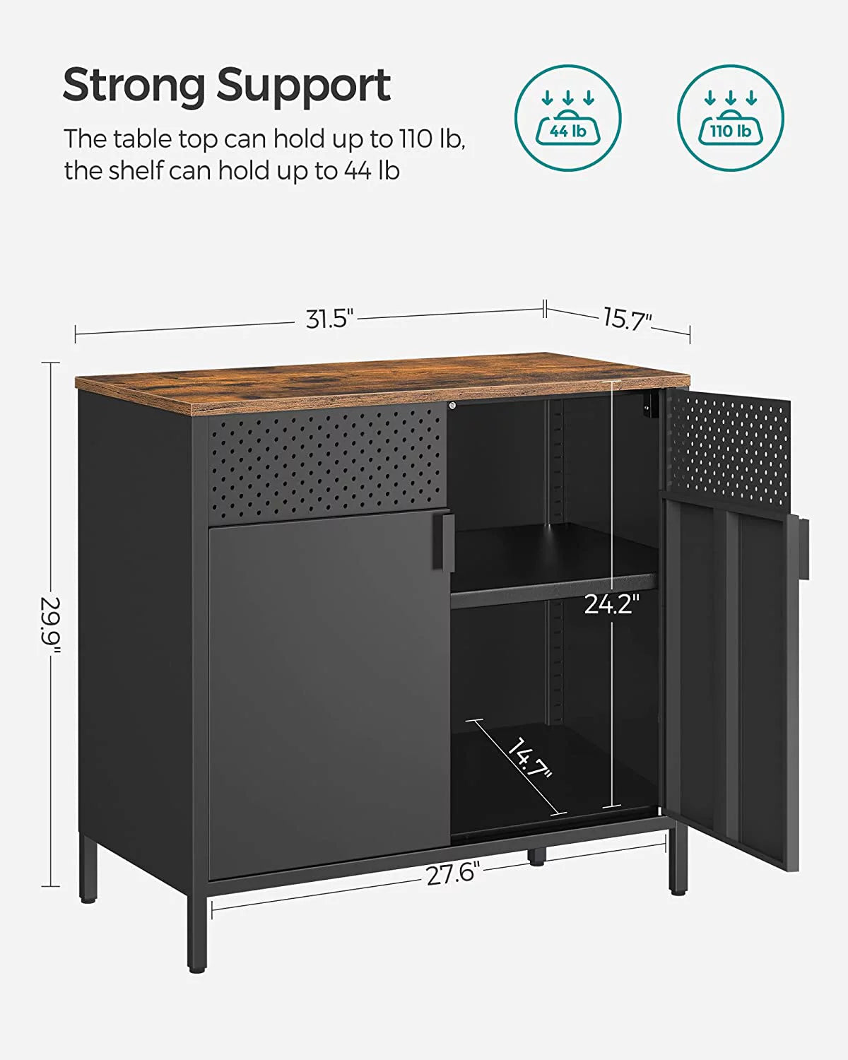 Modern Storage Cabinet Sideboard Buffet Table with Adjustable Shelves Steel Frame Q9461