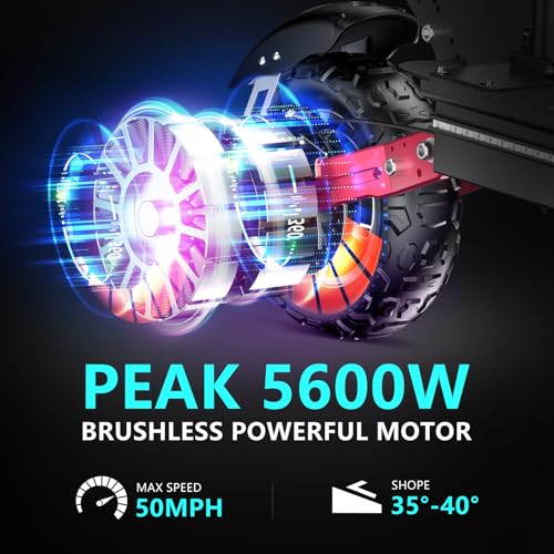 Electric Scooter 5600W Dual Motor 50MPH 45Miles 11" Off Road Folding D457554