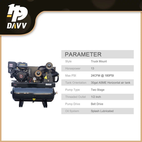 13HP 180psi Gas-Powered Air Compressor 420CC 30Gal S67229