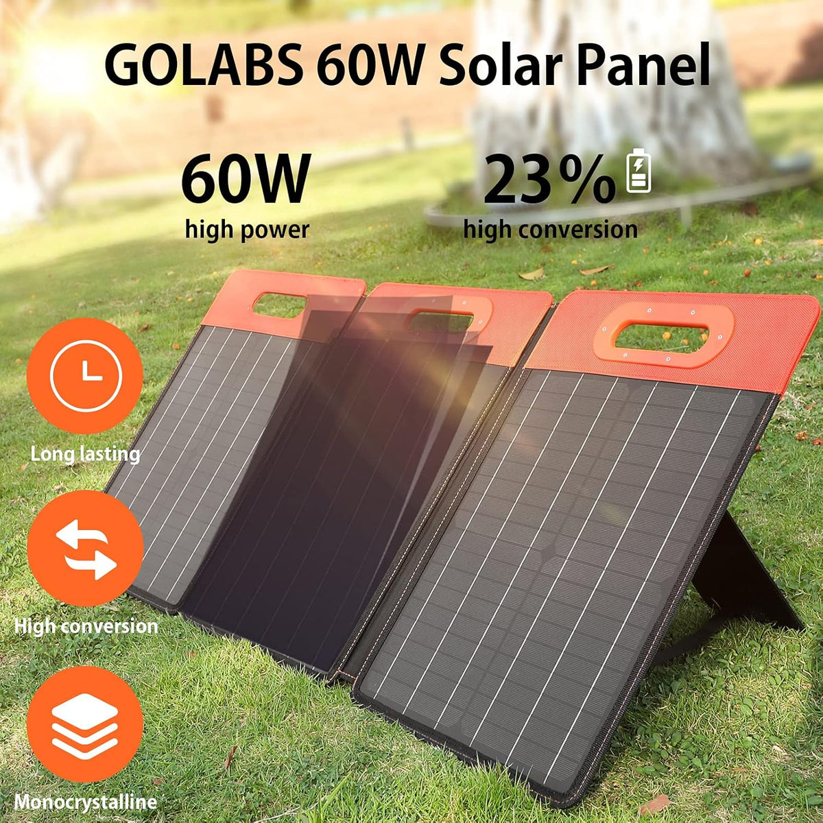 60W Monocrystalline Portable Solar Panel with Adjustable Kickstand F9765