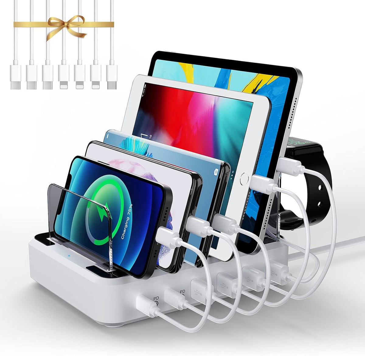 White 6-Port USB Charging Station, Pack of 2 Z638326