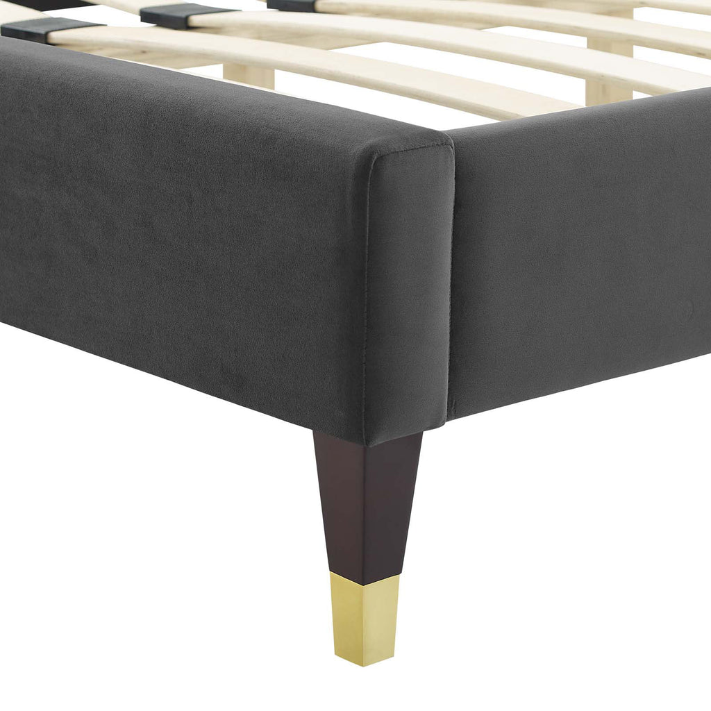 Queen Size Velvet Platform Bed Frame Y5677