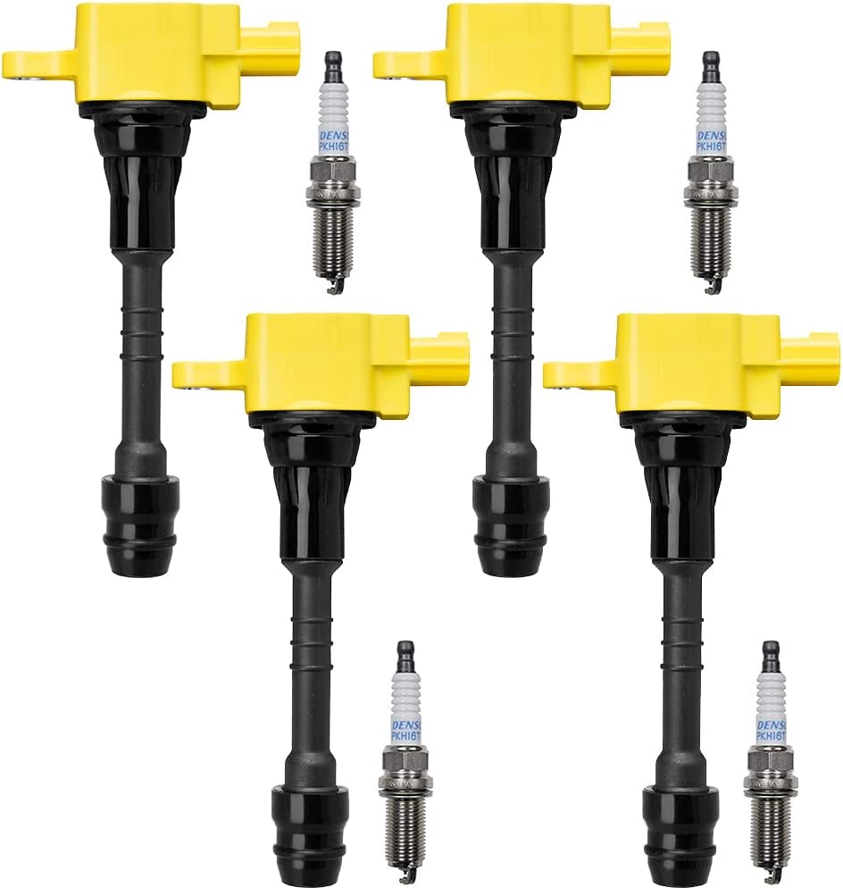 4pcs Yellow Ignition Coil & Spark Plug for 1.8L L4 S820