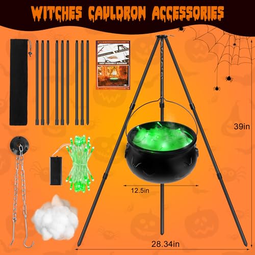 Black Plastic Cauldron with Lights J5236