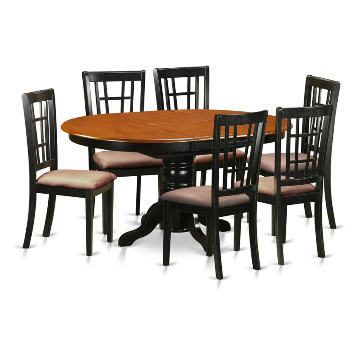 7 Piece Oval Pedestal Dining Table Set with Chairs P711475