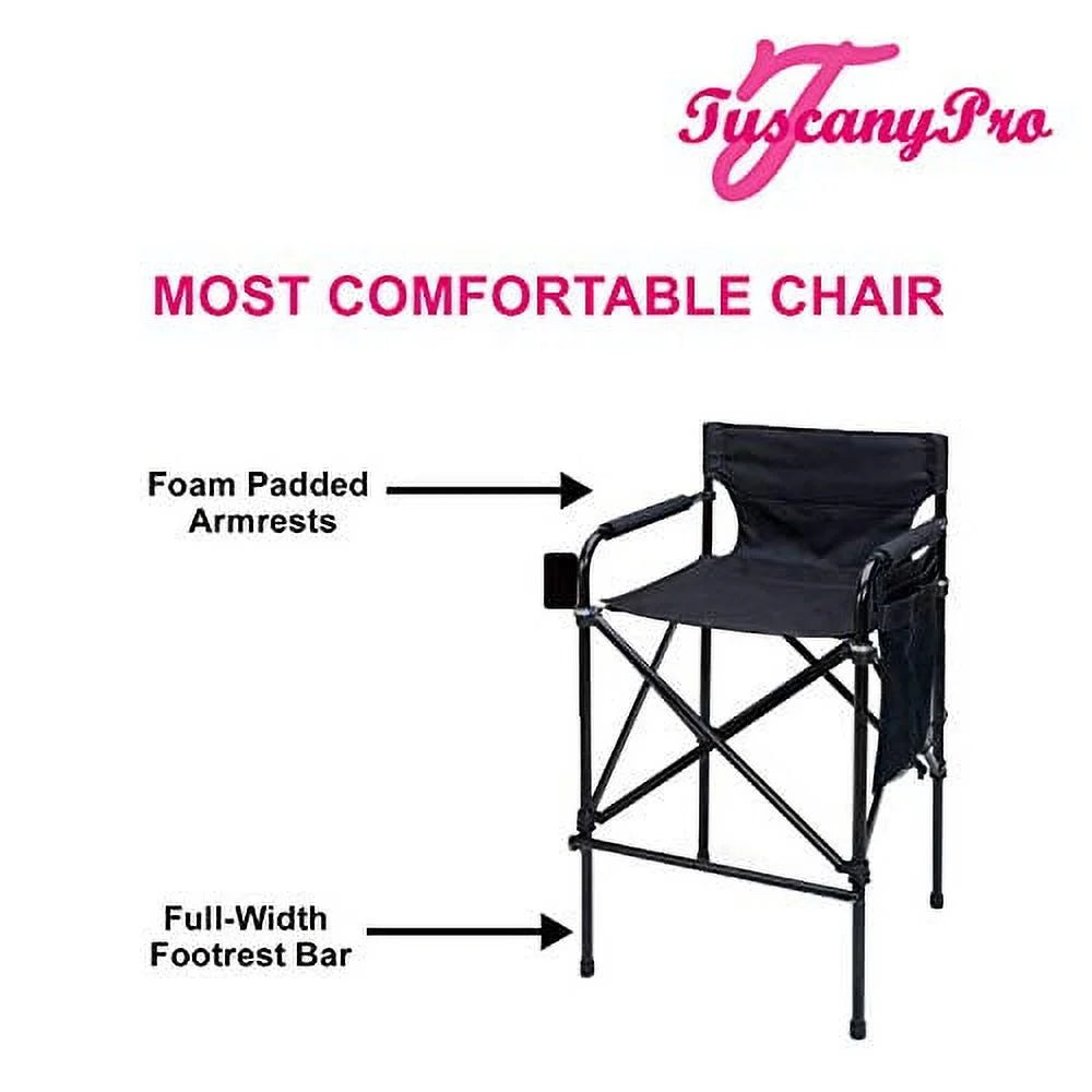 Jet Black Anodized Aluminum Telescopic Folding Director Chair V83243