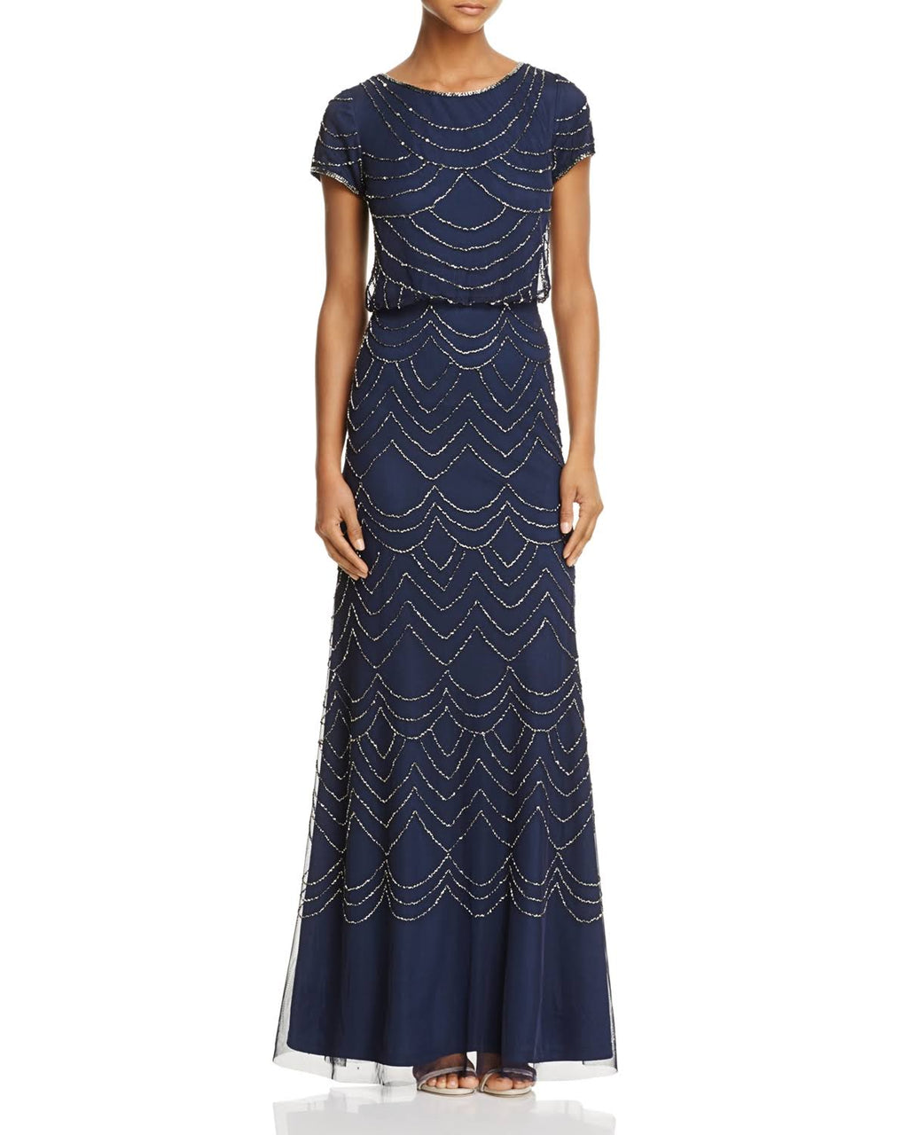 Beaded Blouson Gown D9427