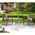 Brown Wicker Swivel Chair Conversation Set with Coffee Table E204